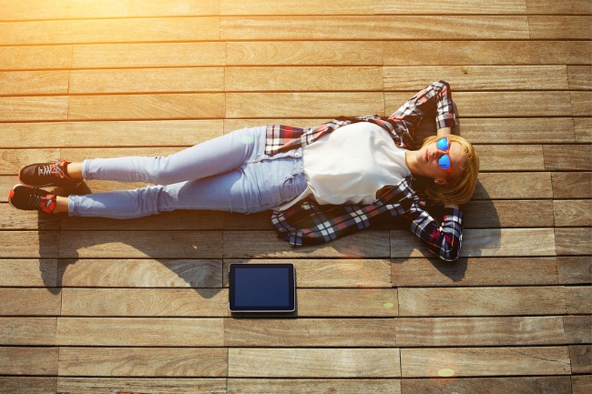High angle shot of carefree young woman in the summer